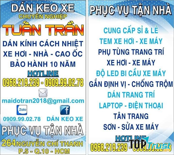 Dán keo xe chuyên nghiệp Tuấn Trần