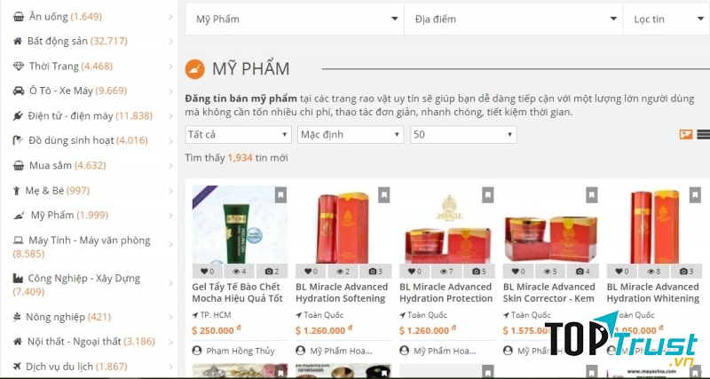 Danh mục quảng cáo được xây dựng đa dạng