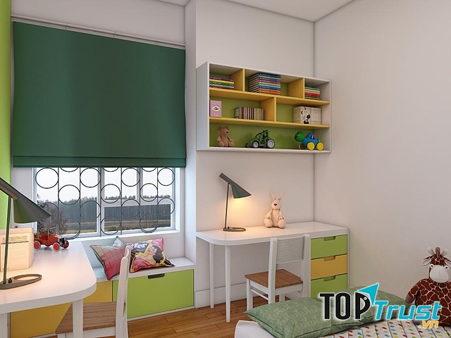 Không nên để bàn học đối diện cửa sổ nhưng có thể kê gần đó để thoáng mát