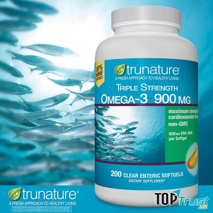 Viên uống Trunature Triple Strength đã thiết kế Omega-3 sức mạnh gấp ba, xung quanh một công nghệ softgel mới cải tiến!