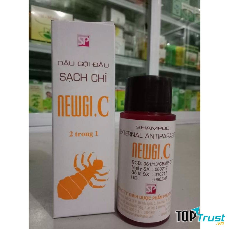 Dầu gội trị chấy NewGi C có tác dụng trị sạch chấy và các loài kí sinh trên tóc khác như rận, rệp,...