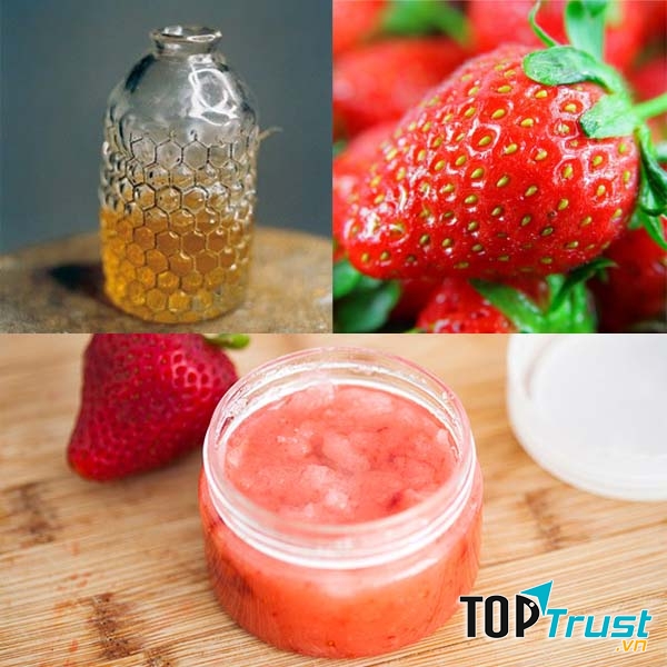 Tẩy da chết bằng dâu tây, mật ong