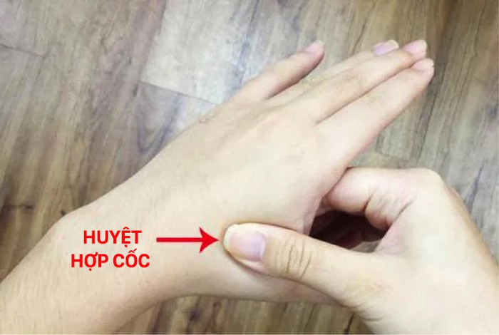 Luân phiên day ấn huyệt hợp cốc ở hai bàn tay, giúp thúc đẩy tuần hoàn máu của cơ thể.