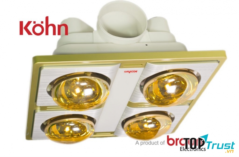 Đèn sưởi nhà tắm Braun Kohn KN04G âm trần 4 bóng mang đến không gian ấm áp trong nhà tắm