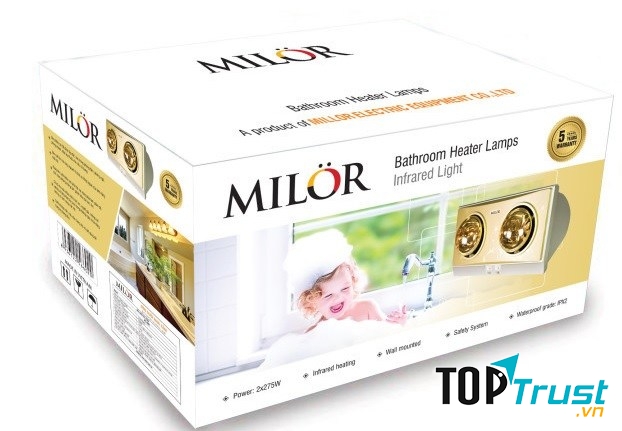 Đèn sưởi nhà tắm 2 bóng Milor ML6002