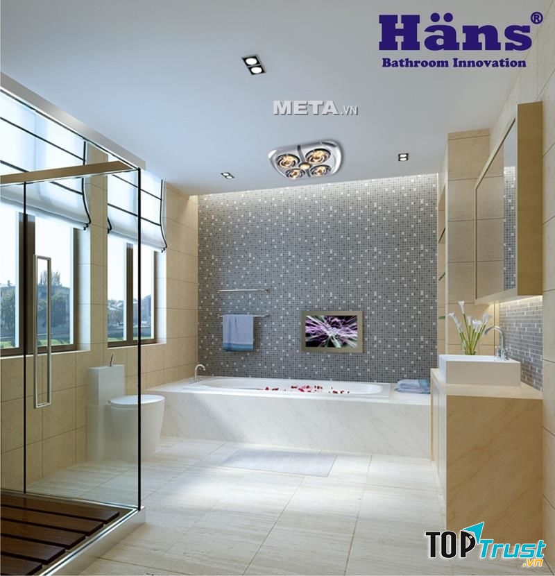 Đèn sưởi nhà tắm - Đèn sưởi hồng ngoại Hans 4 bóng
