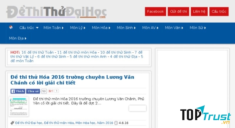 Website luyện thi đại học Dethithudaihoc.com