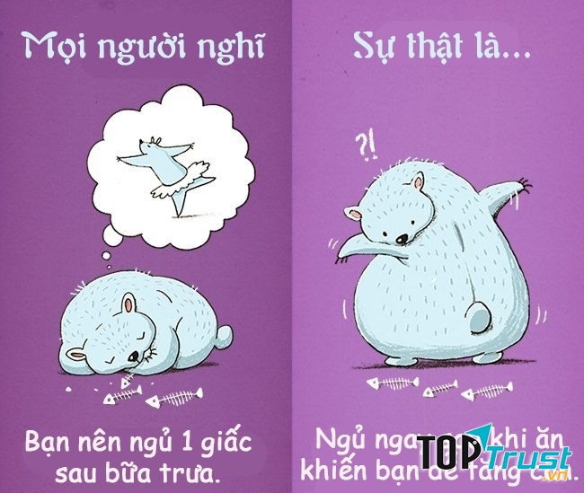 Đi ngủ ngay sau khi ăn