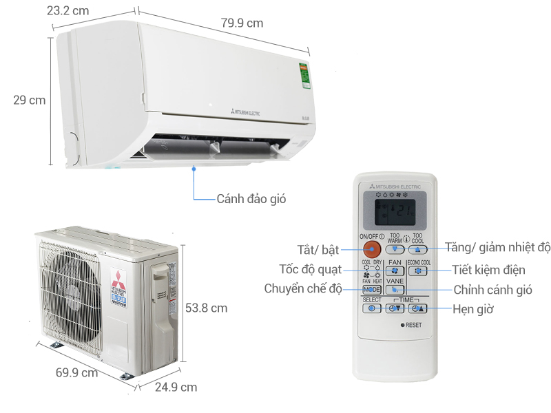 Điều hòa 2 chiều Mitsubishi Electric Inverter MSZ-HL25VA 9.000 BTU