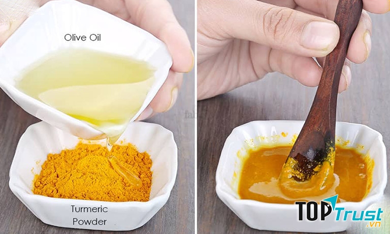 Tinh bột nghệ và dầu oliu