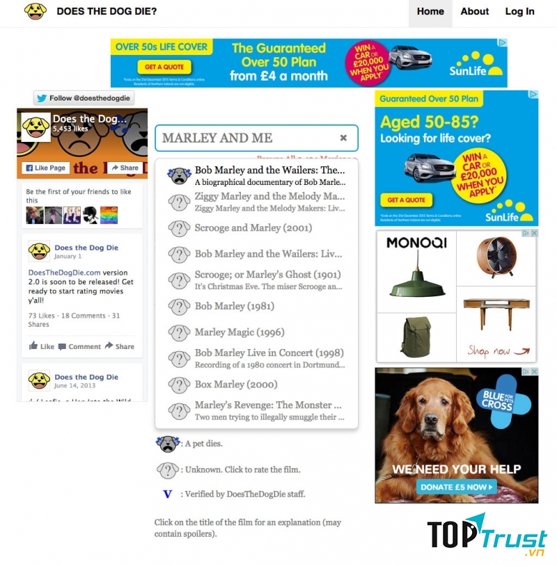 Giao diện của trang web