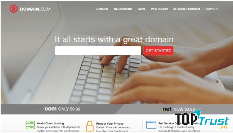 Giao diện website Domain.com