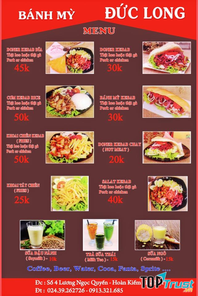 Menu Doner Kebab Đức Long