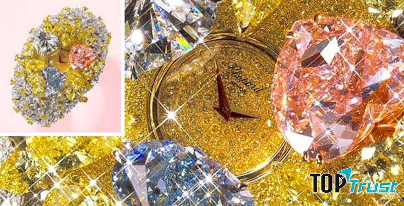 Chopard 201 Carat  được dát 3 viên kim cương hình trái tim nguyên khối và 874 viên kim cương với đủ màu sắc, kích cỡ và hình dáng