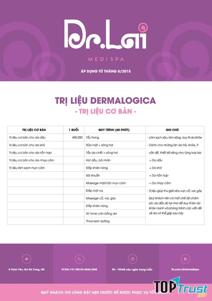 Trị liệu mụn cơ bản tại Dr Lai Medispa.