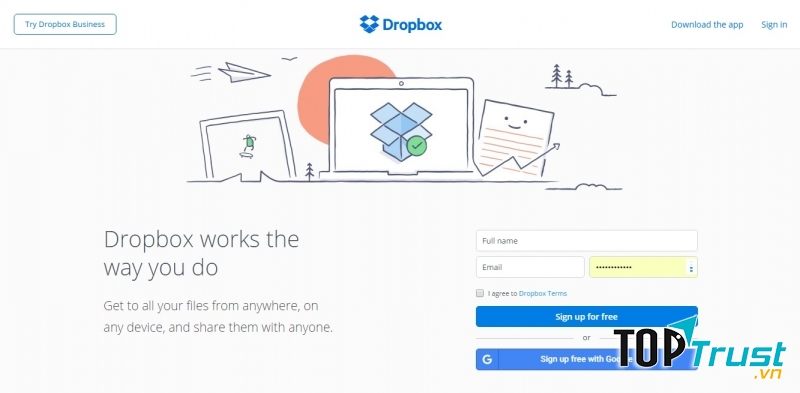 Giao diện của Dropbox