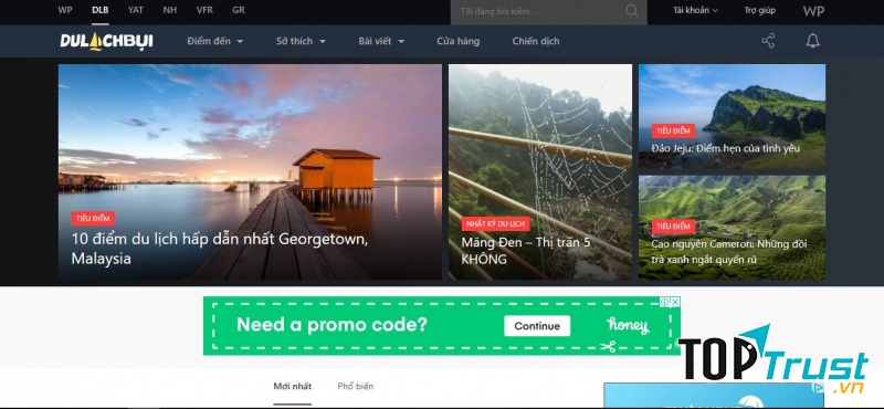 Trang web du lịch bụi