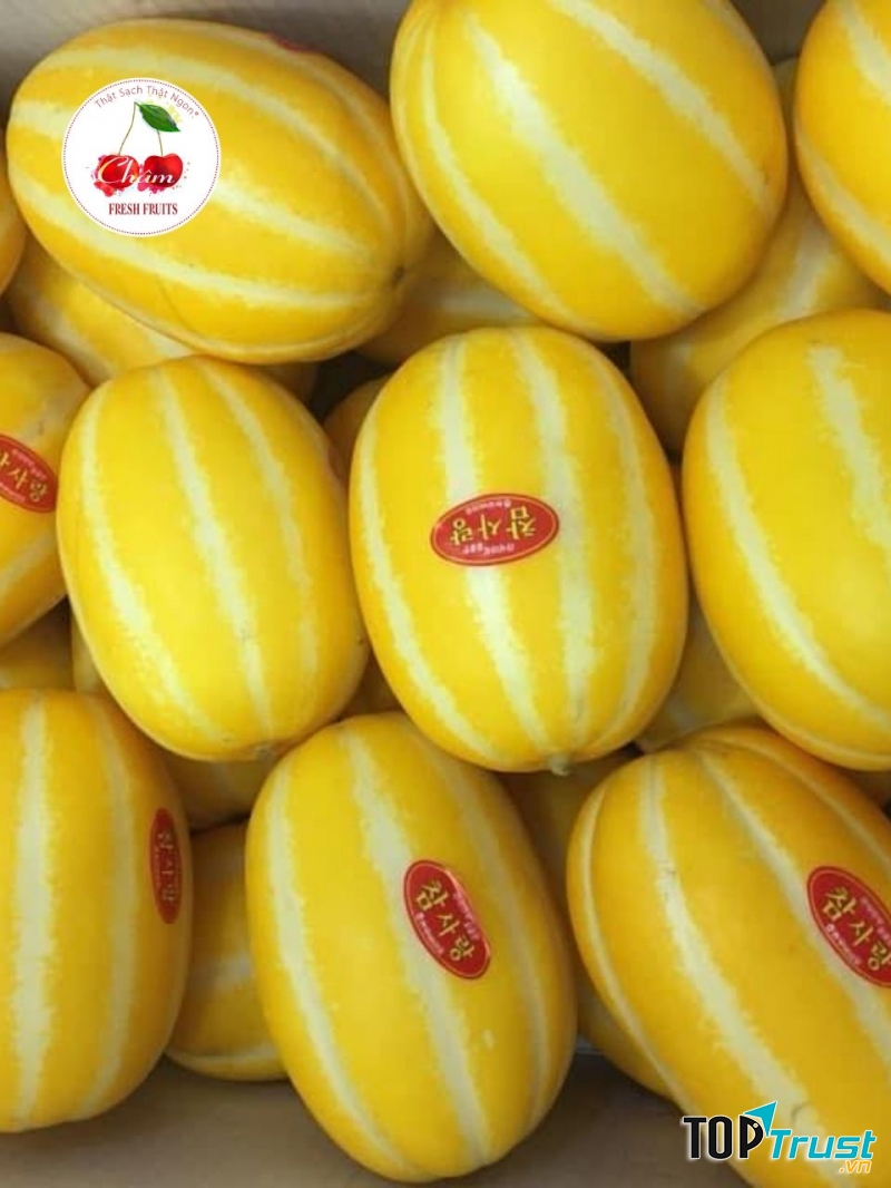 Dưa lê giống vỏ sọc vàng, phần cơm bên trong sẽ hơi bột