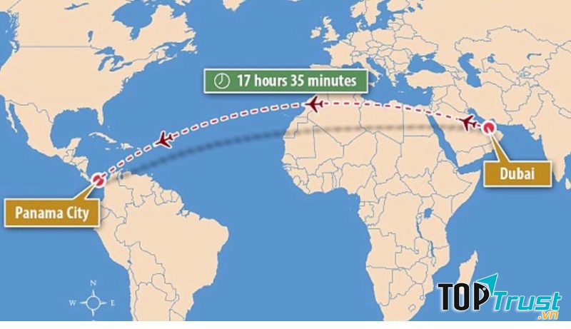 Bạn sẽ vượt qua một lục địa và một đại dương trên 1 trong những chuyến bay dài nhất này.