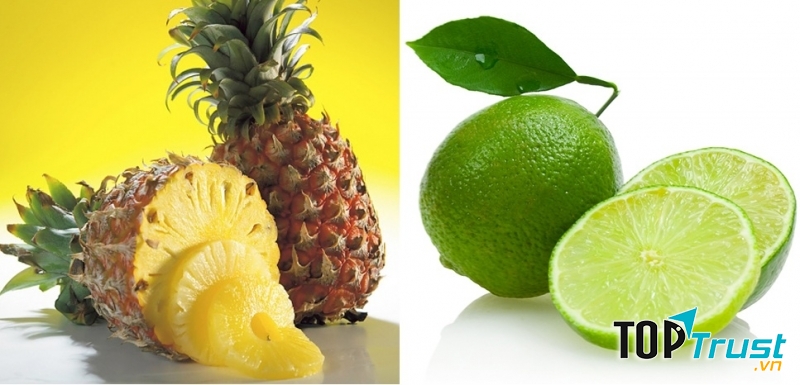 Dùng chanh và dứa làm se khít lỗ chân lông
