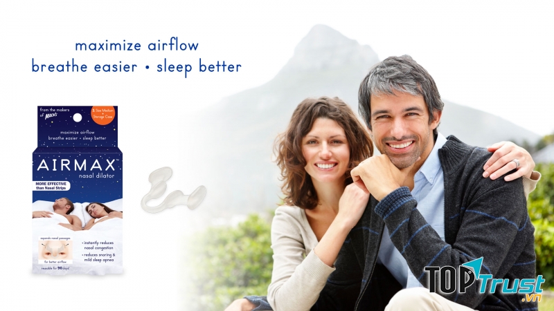 Dụng cụ chống ngáy AIRMAX™ là một sản phẩm của Mack’s được thiết kế độc quyền và đặc biệt dùng cho mũi với mục đích giúp người dùng thở dễ dàng hơn, và lượng không khí lưu thông tốt hơn qua mũi.
