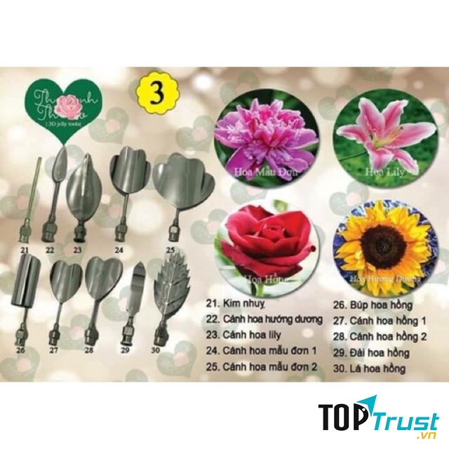 Bộ dụng cụ 3D hoa hồng