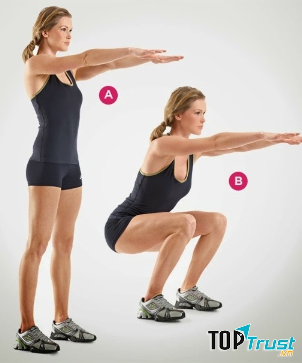 Tập động tác đứng lên ngồi xuống giúp giảm mỡ bụng