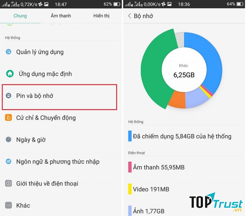 Dung lượng bộ nhớ