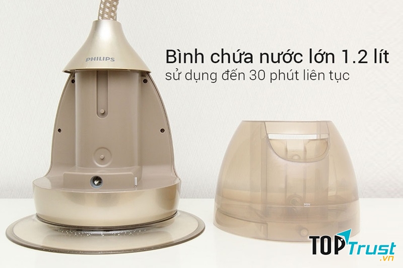 Bình chứa nước 1.2 lít có thể sử dụng liên tục đến 30 phút