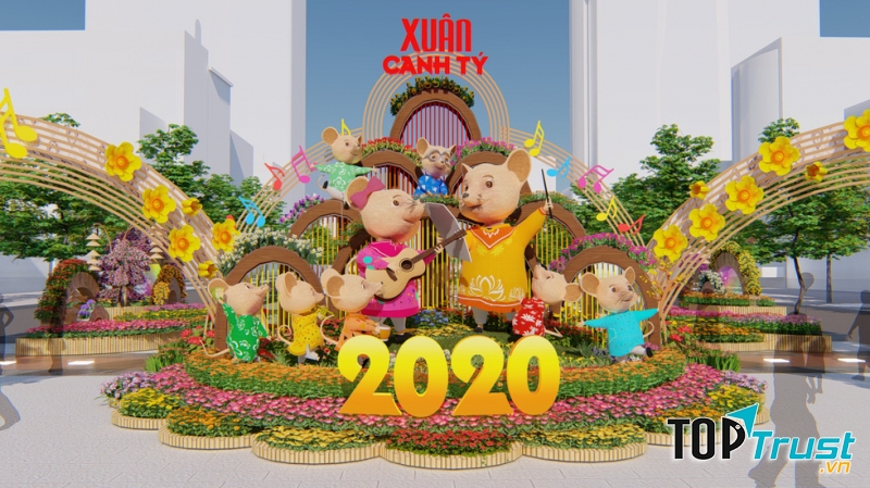 Đường hoa Nguyễn Huệ với linh vật là chú chuột