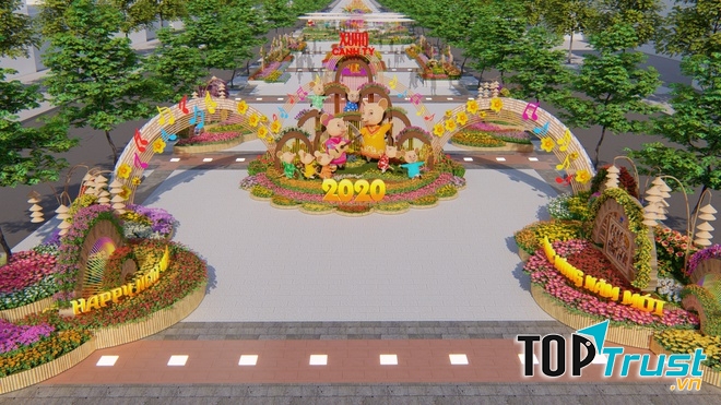 Cảnh mô hình của đường hoa Nguyễn Huệ