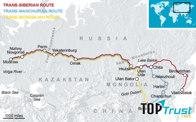 Bản đồ đường sắt xuyên Siberia