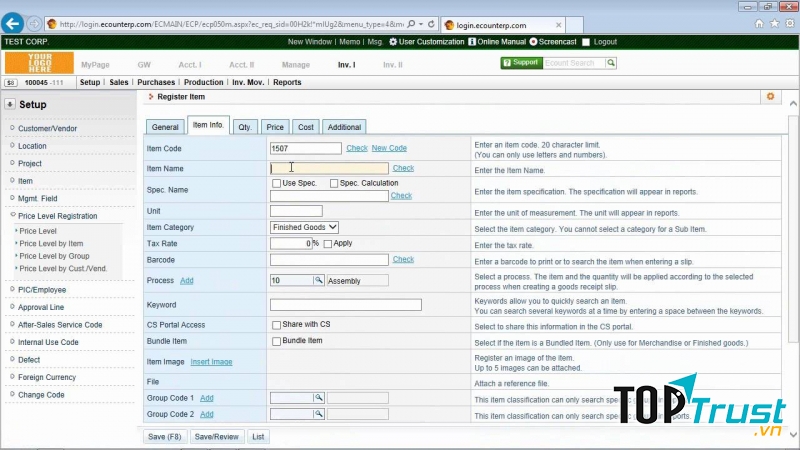 Phần mềm quản lý bán hàng Ecount