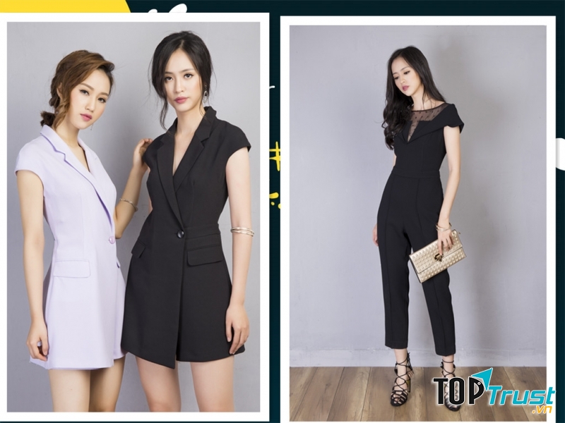 Jumpsuit đen, trắng sang trọng, lịch thiệp