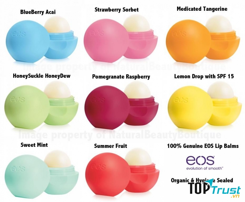 Mùi son theo màu của EOS Lip Balm (nguồn internet)