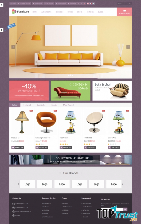 Mẫu website bán hàng nội thất chuyên nghiệp