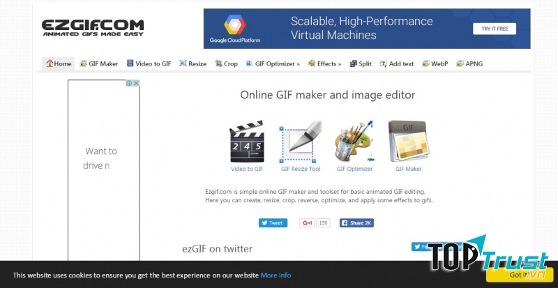 Giao diên trang web Ezgif