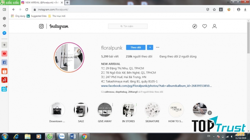 Kênh Instagram của Floralpunk.