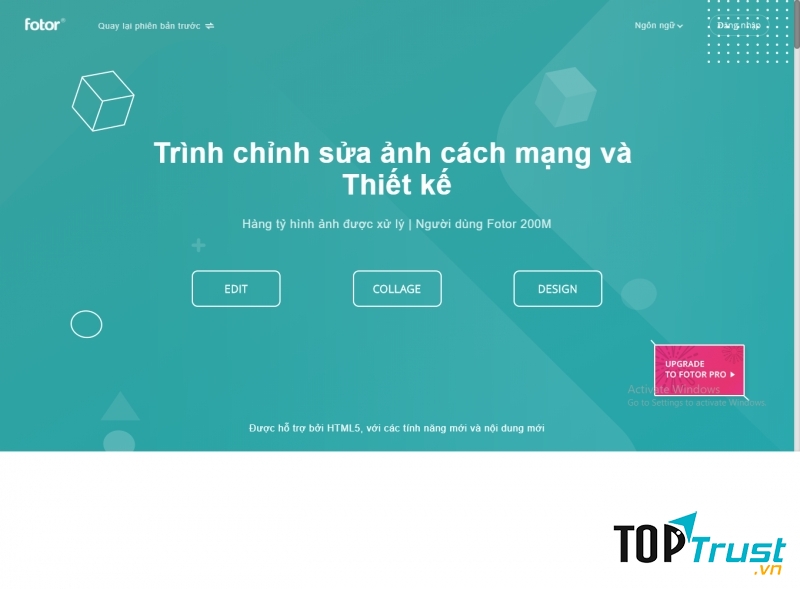 Giao diện của Fotor