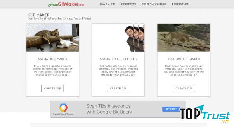 Giao diện trang Freegifmaker