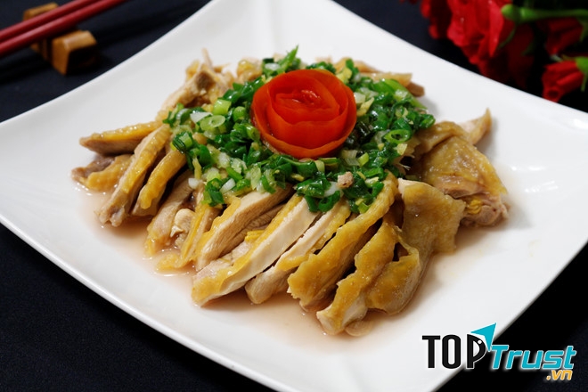 Gà hấp mỡ hành