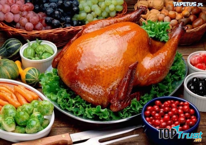 Gà tây là món ăn quan trọng nhất của tiệc Giáng sinh