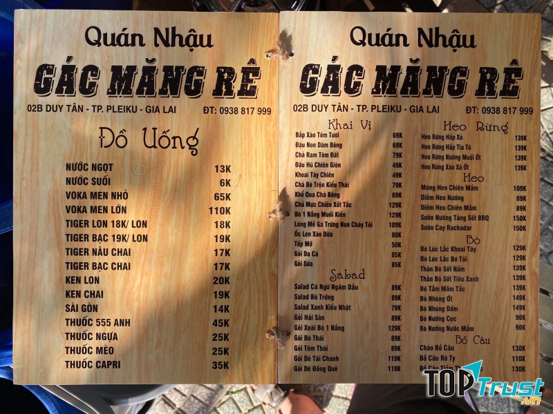 Menu Gác Măng Rê