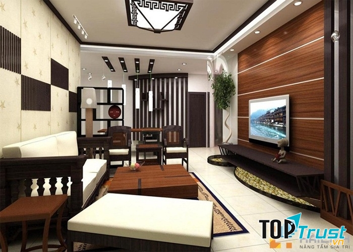 Phòng khách theo phong cách này sẽ  mang đến không gian êm đềm, ấm cúng