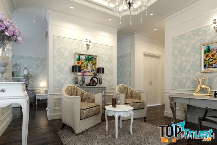 Gạch có hiệu ứng giấy dán tường mang lại không gian thoải thoái nhưng vẫn phảii trầm trồ về tính nét độc và lạ của không gian