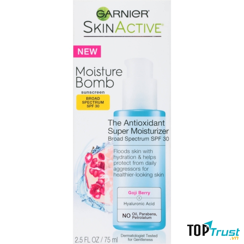 Moisture Bomb của Garnier SkinActive có các chất chống oxi hóa chiết xuất từ quả lựu và các loại quả mọng