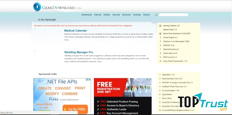 Giao diện trang web Geardownload.com