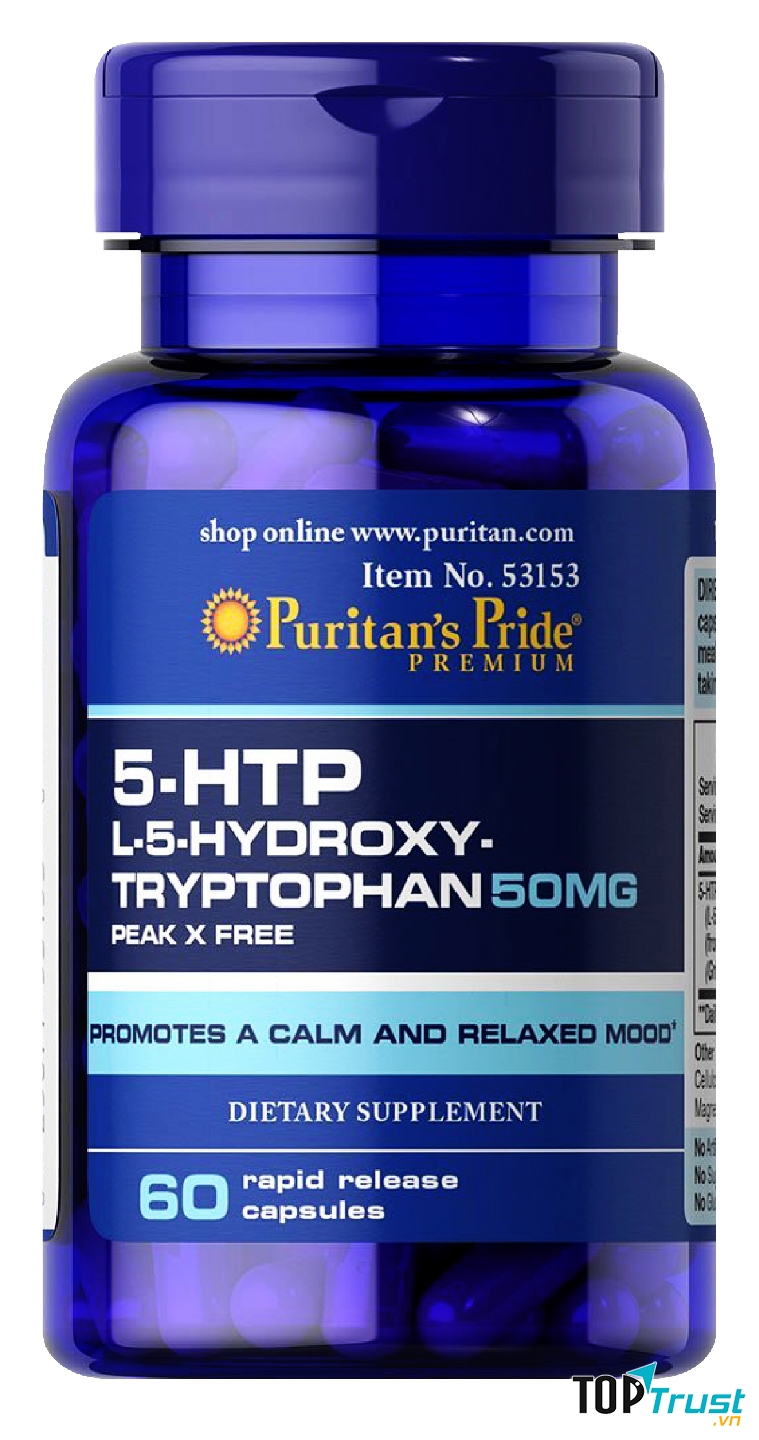 Giảm stress từ viên uống Puritan’s Pride 5-HTP 100mg L-5-Hydroxy Tryptophan 60 viên
