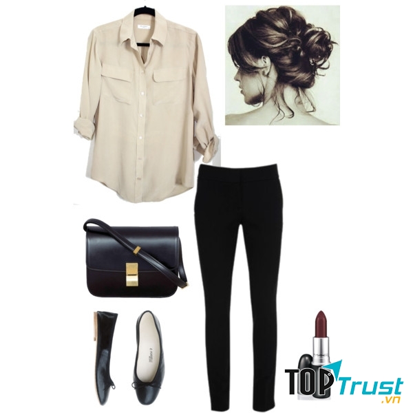 Sự kết hợp phổ biến là áo sơ mi và một chiếc quần jeans vừa giúp bạn nữ tính mà năng động lại thoải mái.