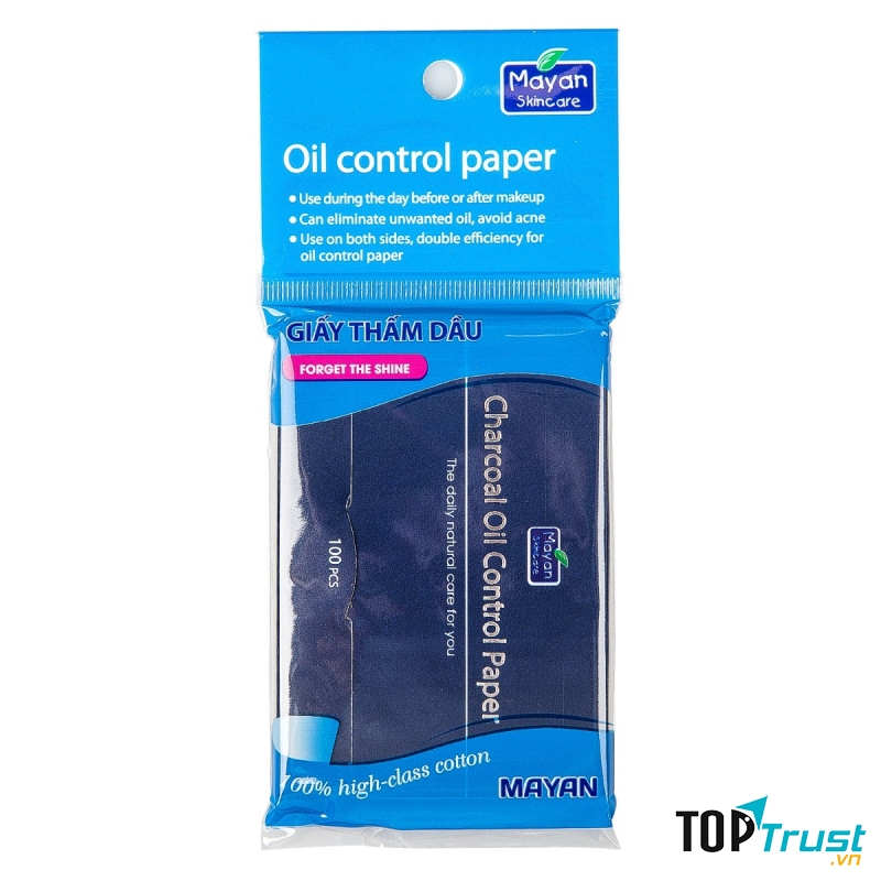 ﻿Giấy Thấm Dầu Mayan Than Hoạt Tính Charcoal Oil Control Paper  100 Tờ